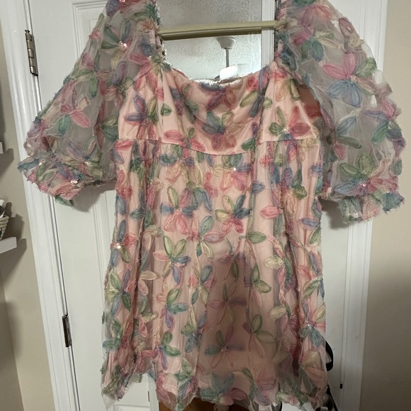 Sweet Lemon Dresses & Skirts - Women’s Pastel Floral Puff-Sleeve Dress